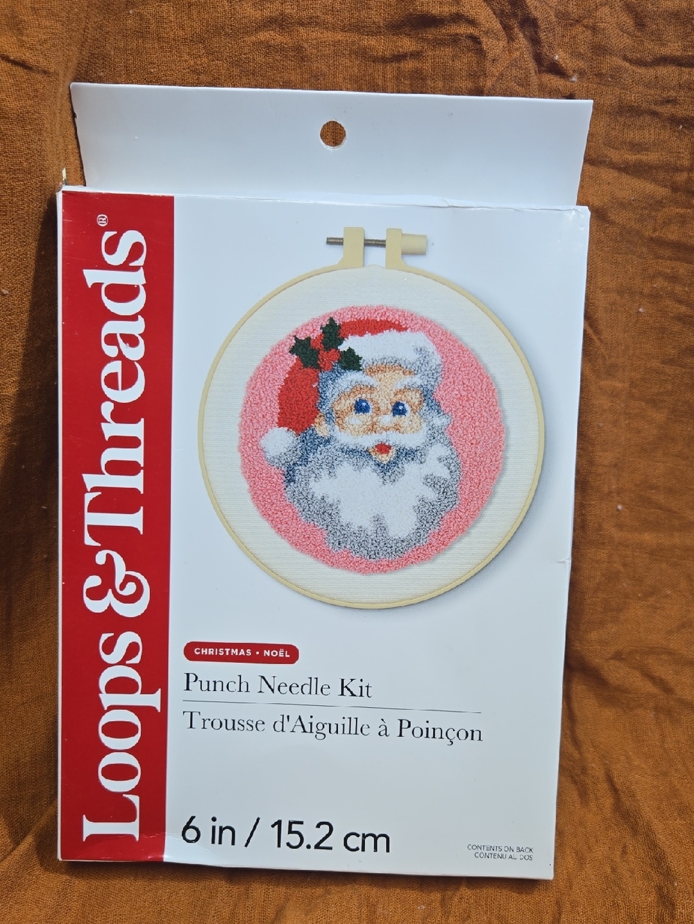 Loops & Threads Christmas Punch Needle Kit - Santa with Pink Background